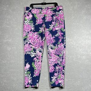 Lily Pulitzer Women's Size 16 Blue/Pink Floral Luxletic Cross Golf Pants Pockets